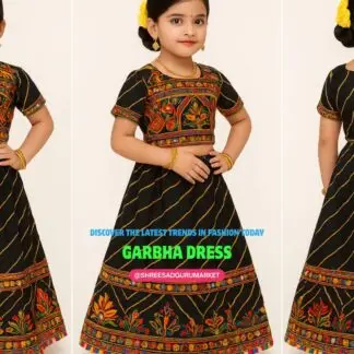 Black Garbha Dress for Girls  Kids Chaniya Choli Navratri Dress  Traditional Garba Outfit for Girls  Embroidered Lehenga Choli for Kids  Girls Navratri Dress Online  Festive Wear Chaniya Choli with Dupatta  Gujarati Garba Dress for Kids