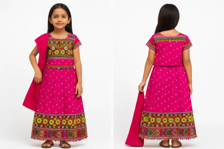 Pink Chaniya Choli for Girls – Traditional Navratri Garba Dress with Dupatta - Image 2