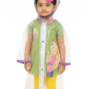 Girls Transparent Raincoat – Cartoon Print, Waterproof & Lightweight